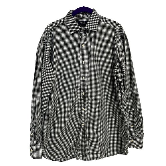 Polo Ralph‎ Lauren Classic Fit Green White Check Long Sleeve Shirt Size 16 1/2 - Picture 1 of 7